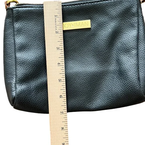 Joy & Iman Case Cosmetic Black Leather Makeup Bag Pouch Inside Pocket - Picture 9 of 9